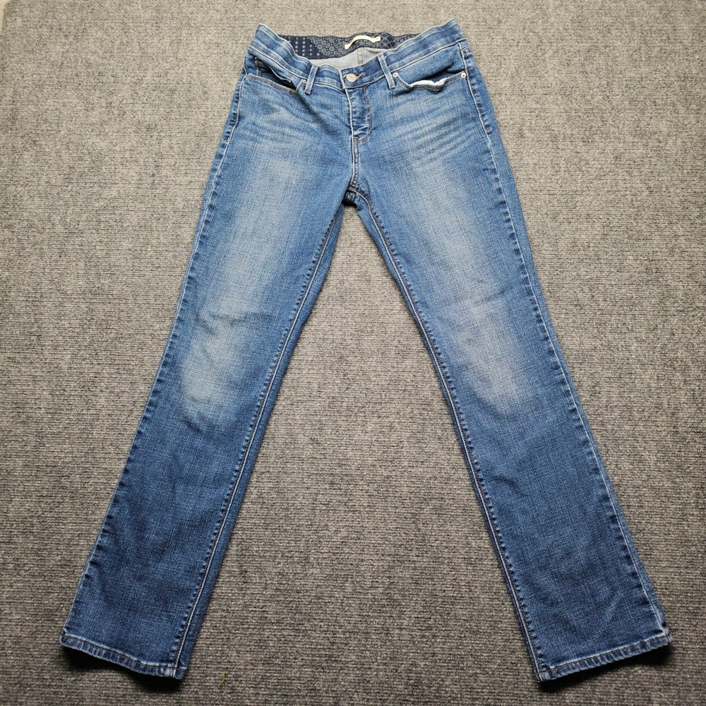 Levis 524 Too Super Low Slim Bootcut Jeans Medium Wash Blue Denim 7 Short
